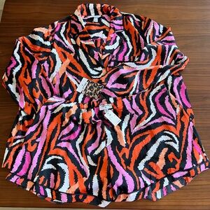 Diane von Furstenberg Disco Zebra Print Plus size Pajamas 1x New NWT